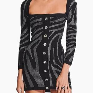 Retrofête Elvira Dress Black and grey zebra print mini dress Size XXS  -$498
